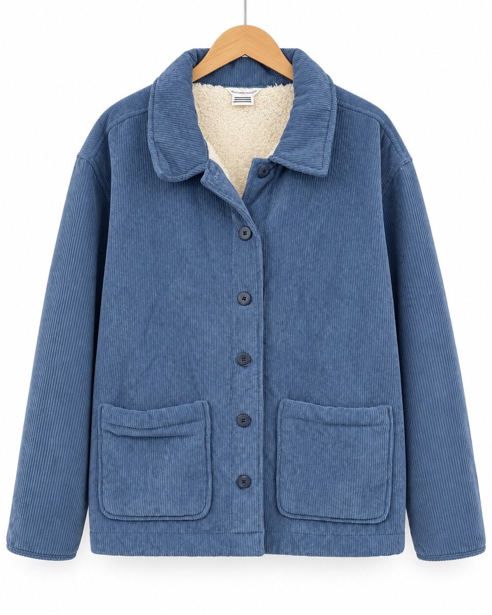 Boston Traders Corduroy Jacket Women XXL Blue Sherpa Lined Utility Shacket